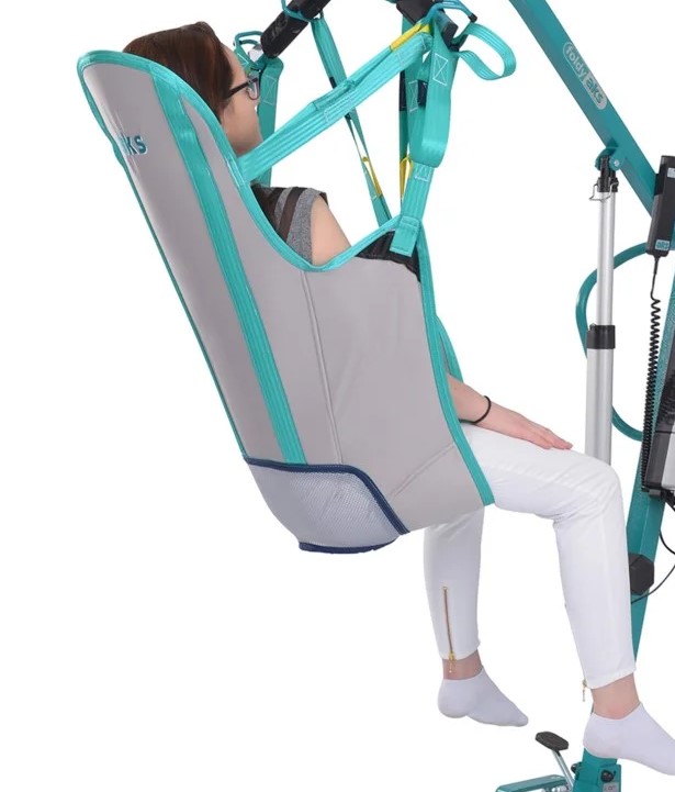 Standardgurt aks mit Rückenverstärkung und integrierter Kopfstütze für Patientenlifter Foldy